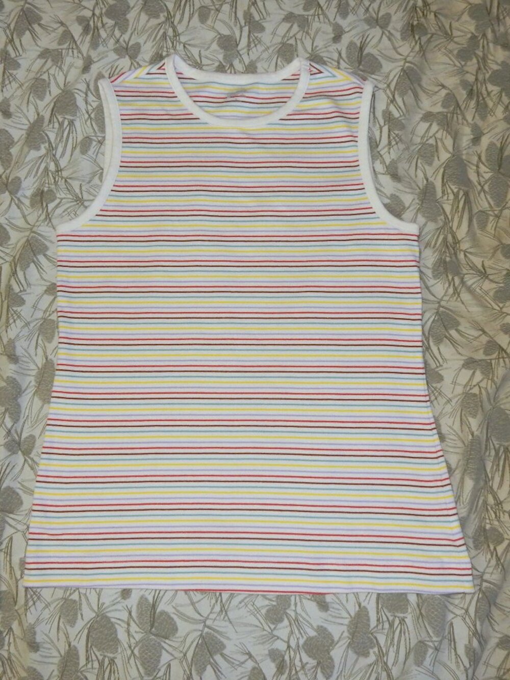 DULUTH TRADING CO. women's longtail tank top M multi color stripe cotton WORN 1x